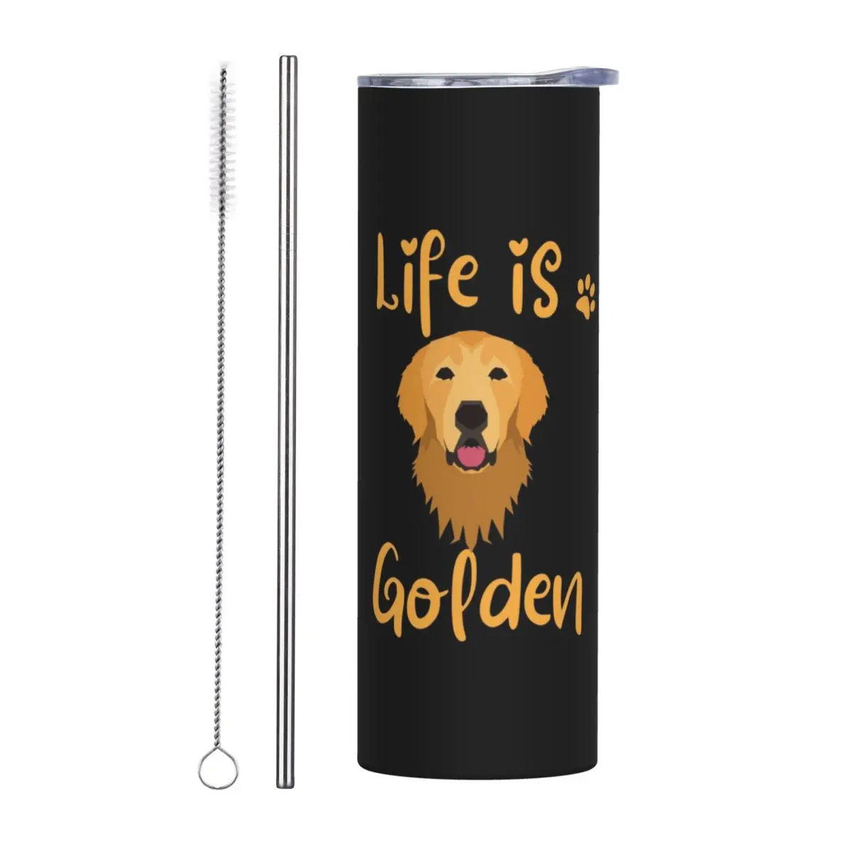 GOLDEN RETRIEVER Quote Stainless Steel Tumbler Vacuum Insulated Mug Thermal Cold Cups Straw With Lid 20oz