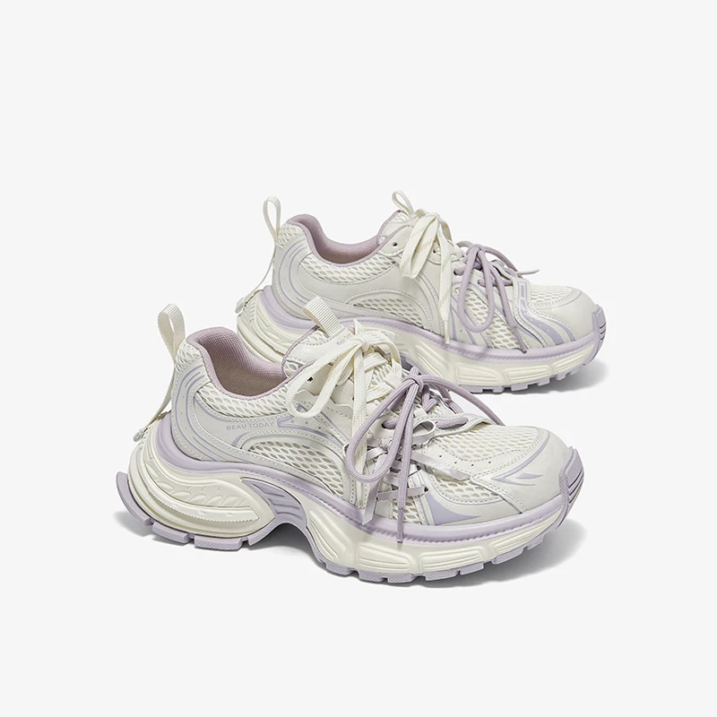 BEAUTODAY Chunky Sneakers Women Flannel Mixed Color Breathable Mesh Design Butterfly-knot Decoration Ladies Shoes Handmade 29A76