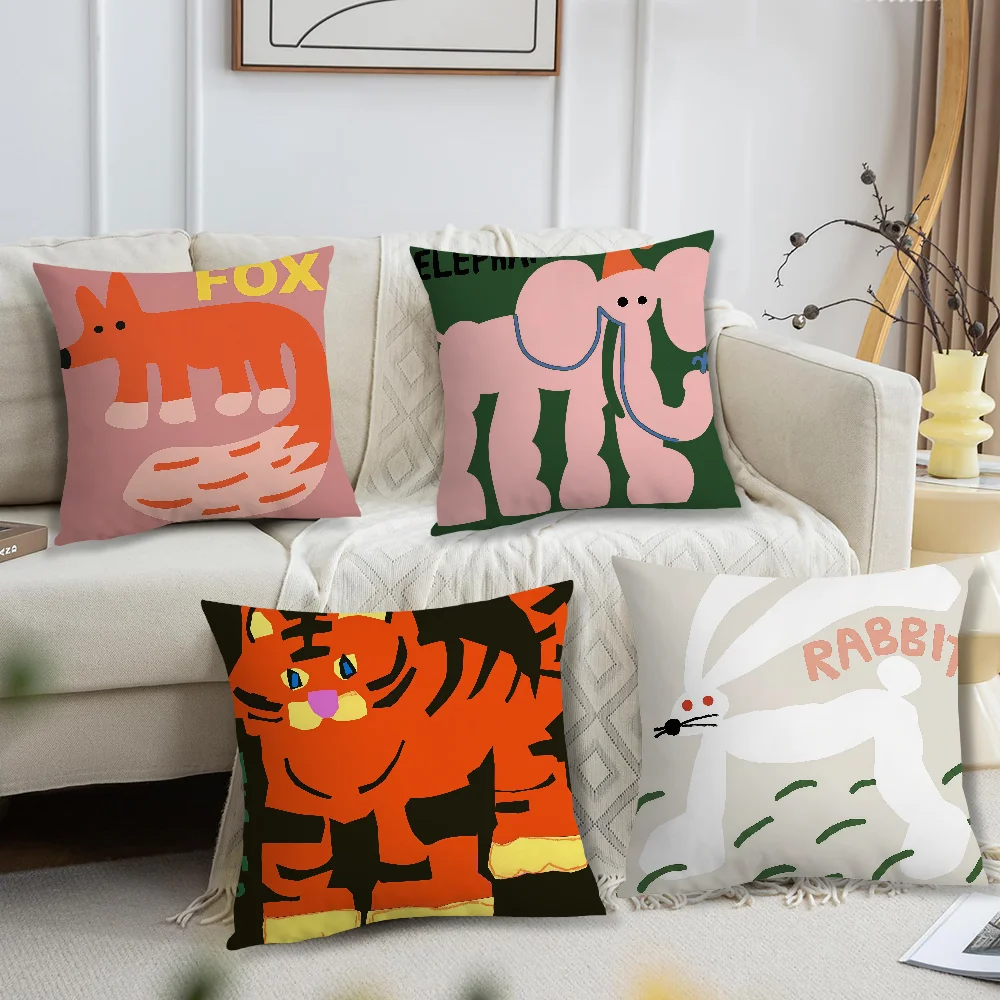 Animal print embroidered cute embroidery cushion cover For Pillow Printing Sofa Decoration Home Car Room Office NordicSimplicity