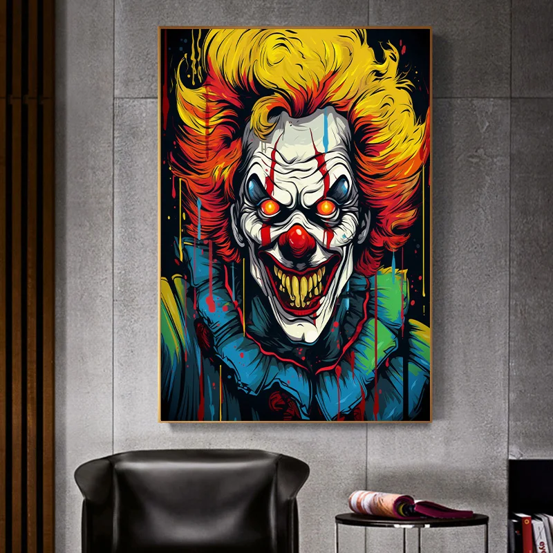 Carnival Clown Creepy Comic Evil Circus Troupe Poster Print Wall Art Pictures Canvas Painting Living Room Bedroom Home Decor