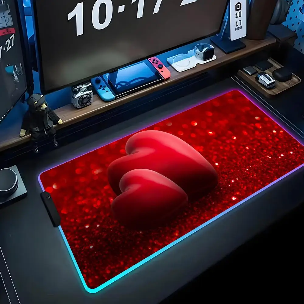 

обои Love Heart Коврик для мыши RGB Игровой коврик для мыши Большой светодиодный коврик для ПК Настольный коврик Светящийся коврик для мыши Большие коврики для клавиатуры Настольный коврик с