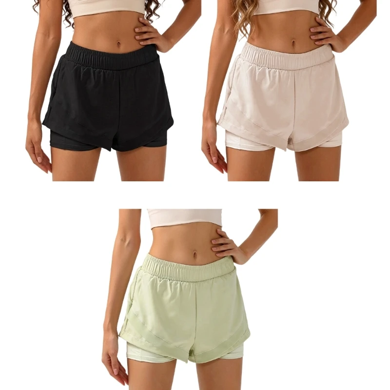 Trendige Sportshorts für Damen, atmungsaktiv, dehnbar, Polyesterstruktur, zum Laufen, Schwimmen und für 69HD – Detail 1