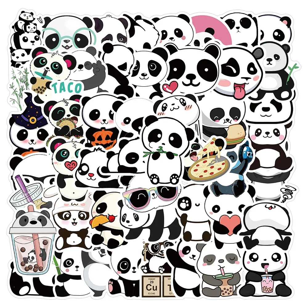 50PCS süße Panda Cartoon Tier Aufkleber Gepäck Skateboard süße DIY coole Graffiti wasserdicht lustige Kind Spielzeug Aufkleber Aufkleber