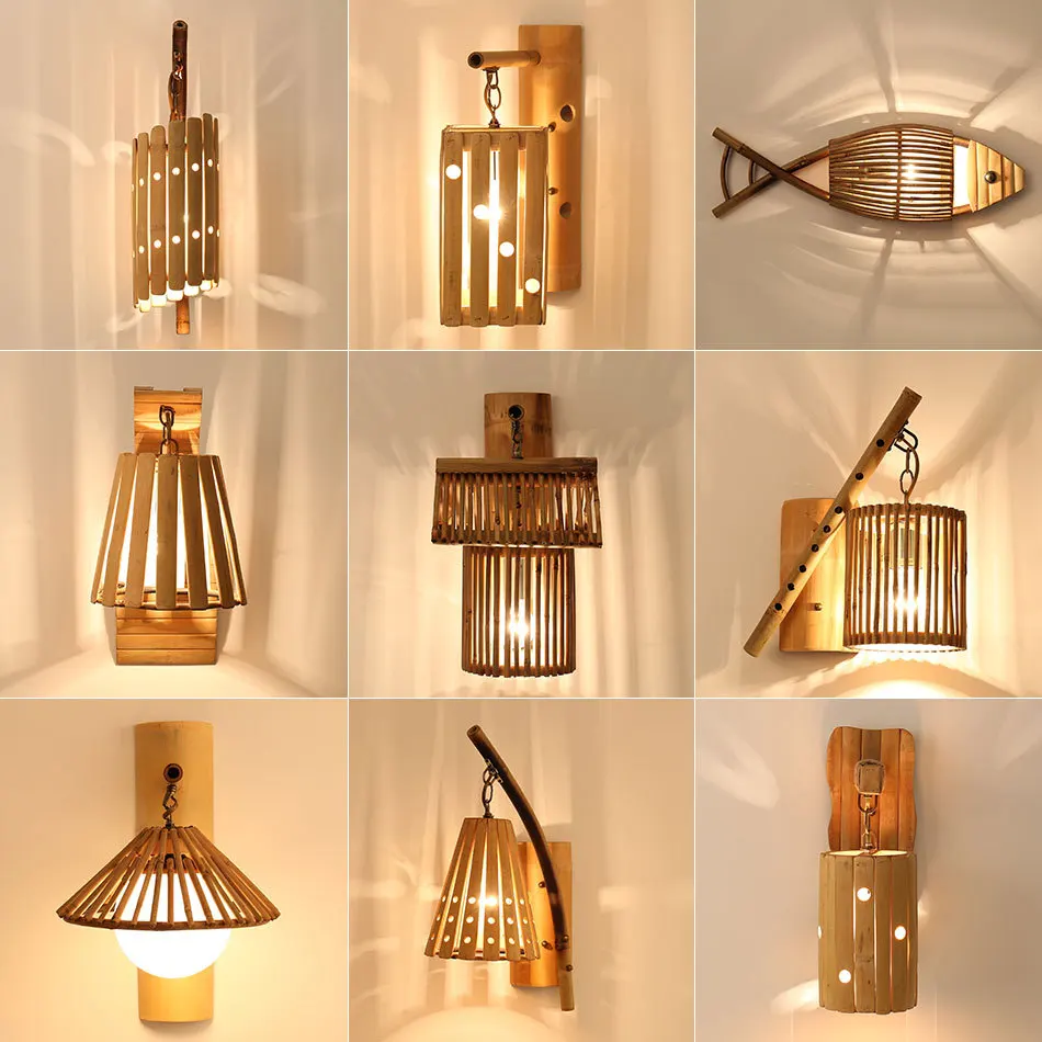 

Dmade Bamboo Wall Lamp Study Corridor Balcony Teahouse Southeast Asiaaa Decorative Lamps