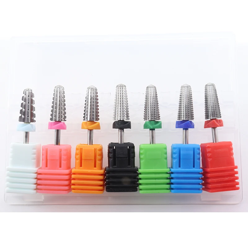 New! 5 in 1 Tapered Safety Carbide Nail Drill Bits With Cut Drills Carbide Milling Cutter Manicure Remove Gel Nails Accessories