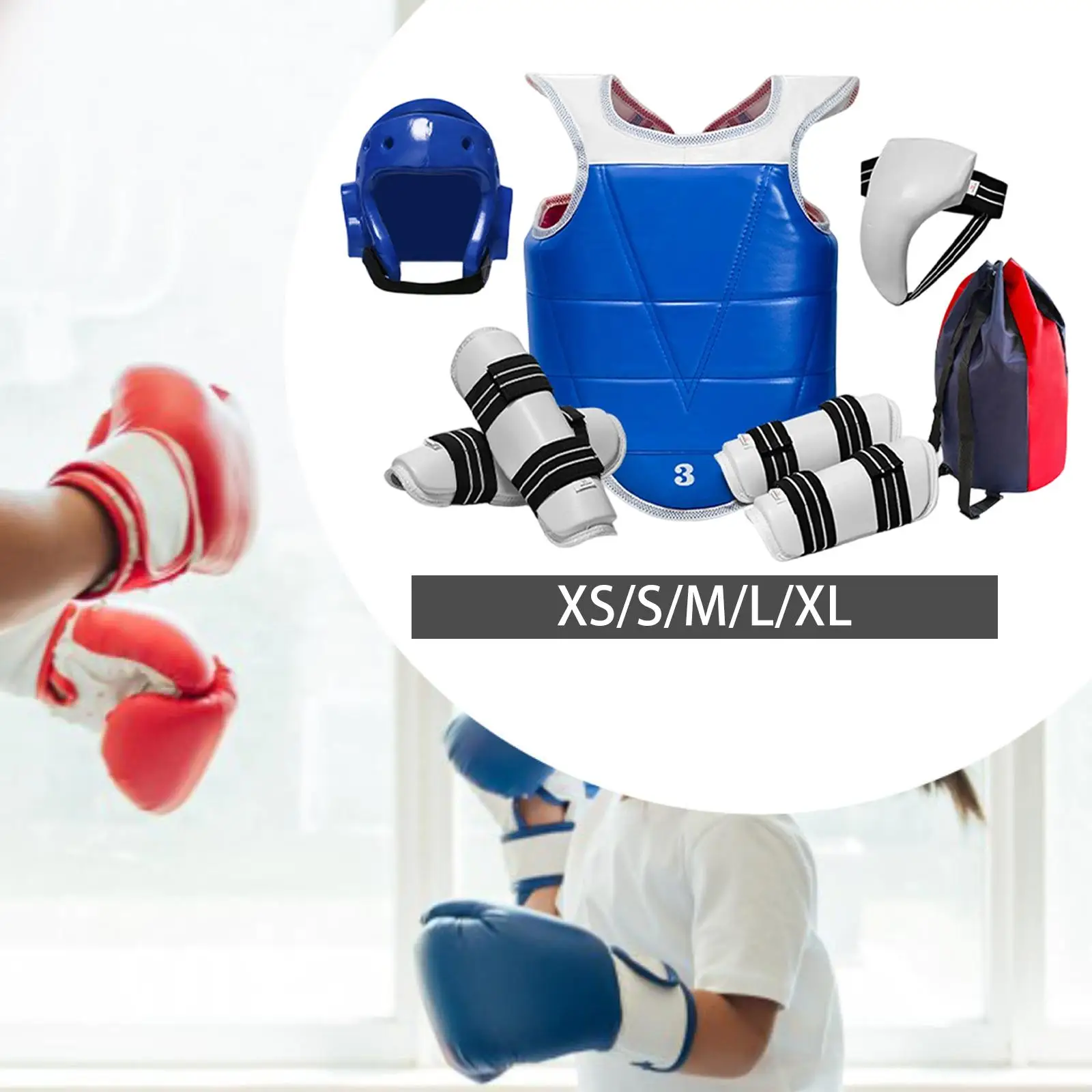 

Taekwondo Sparring Gear with Arm Leg Guards Competition Boxing Headgear Set Full Protection Karate Sparring Gear for Martial Art