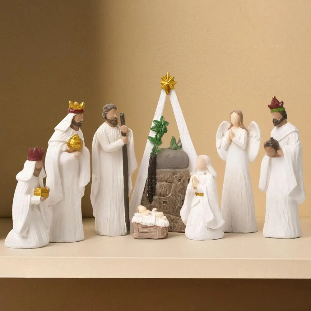 

8pcs/Set Religious Resin Ornaments Figurine Crafts for Desktop Home Decoration Sold as a set Sold in a bundle Religious Decor