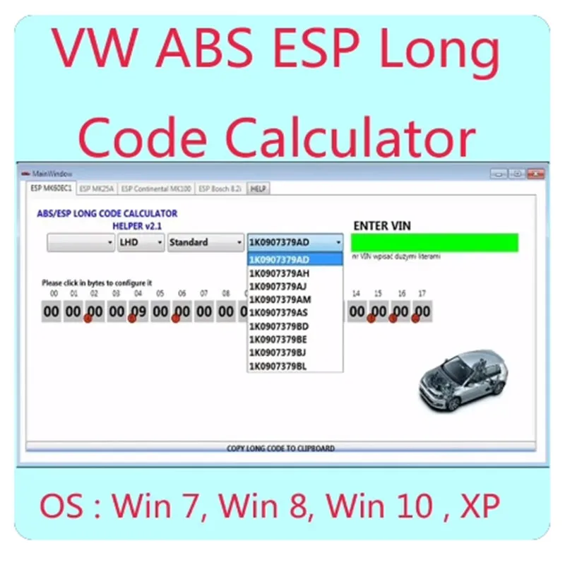 

Newest MK60EC1 ABS ESP Long Code Calculator software+ unlimited install+ install vide for VW ABS ESP Long Code Calculator Helper