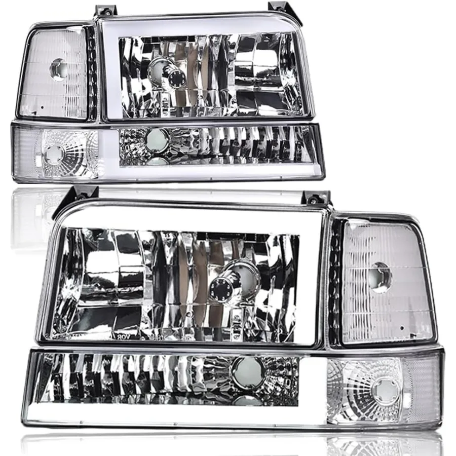 

LED BAR Headlight Assembly Designed for 19921996 F150 F250 F350 Bronco with Corner Signal Bumper Lamps Clear Lens Upgrade for