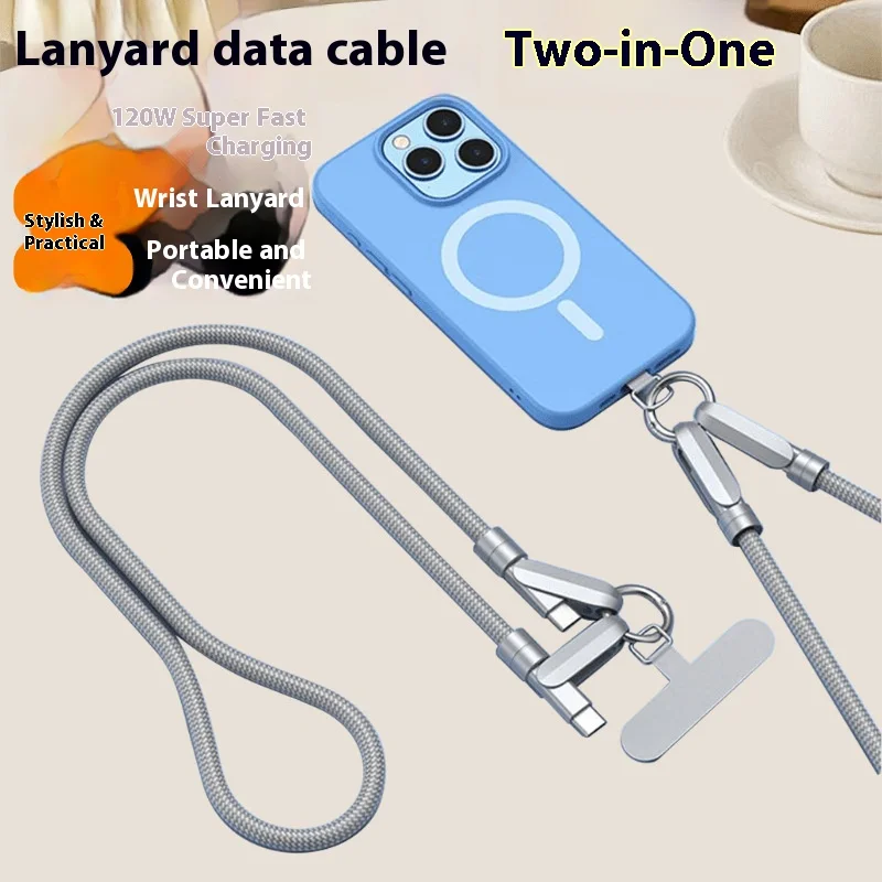 

Phone 2IN1 Sport keychain Multifunction Fast Charging Cable Necklace Strap Portable For TypeC To C Strap For Samsung Xiaom