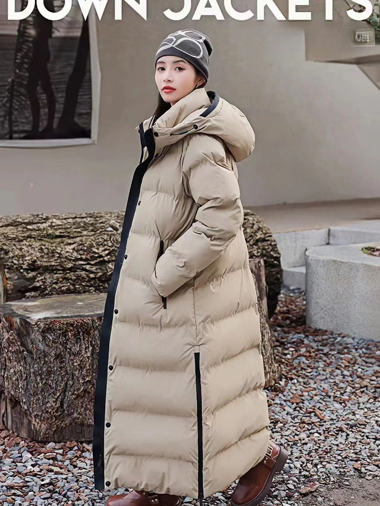 Hooded Long Down Jacket, European Thickened Mid Length Knee Length Warm Jacket, Women\'s New Winter 2023