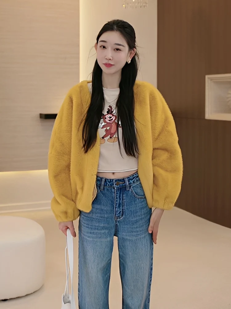 

Eco-Friendly Fur Coat Women's Winter ort Plu Inteated Leather And Fur Jaet Warm Stand Cut Commute Sle Polyester ...