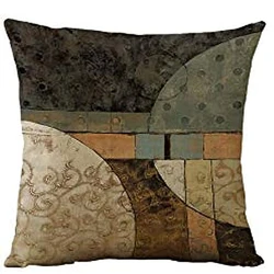 Pillow Cover, 45X45cm, Retro Geometric Decoration Design Living Room Abstract Pattern Printing, Sofa Cushion Cover, Creative