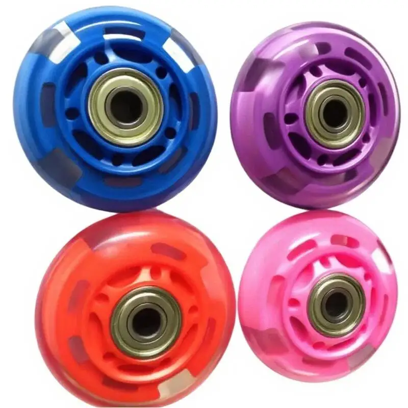 64MM Transparent PU Flash Skate Wheels Luminous Silent Roller Skate Luggage Scooter Replacement Wheels For Outdoor Sport Use