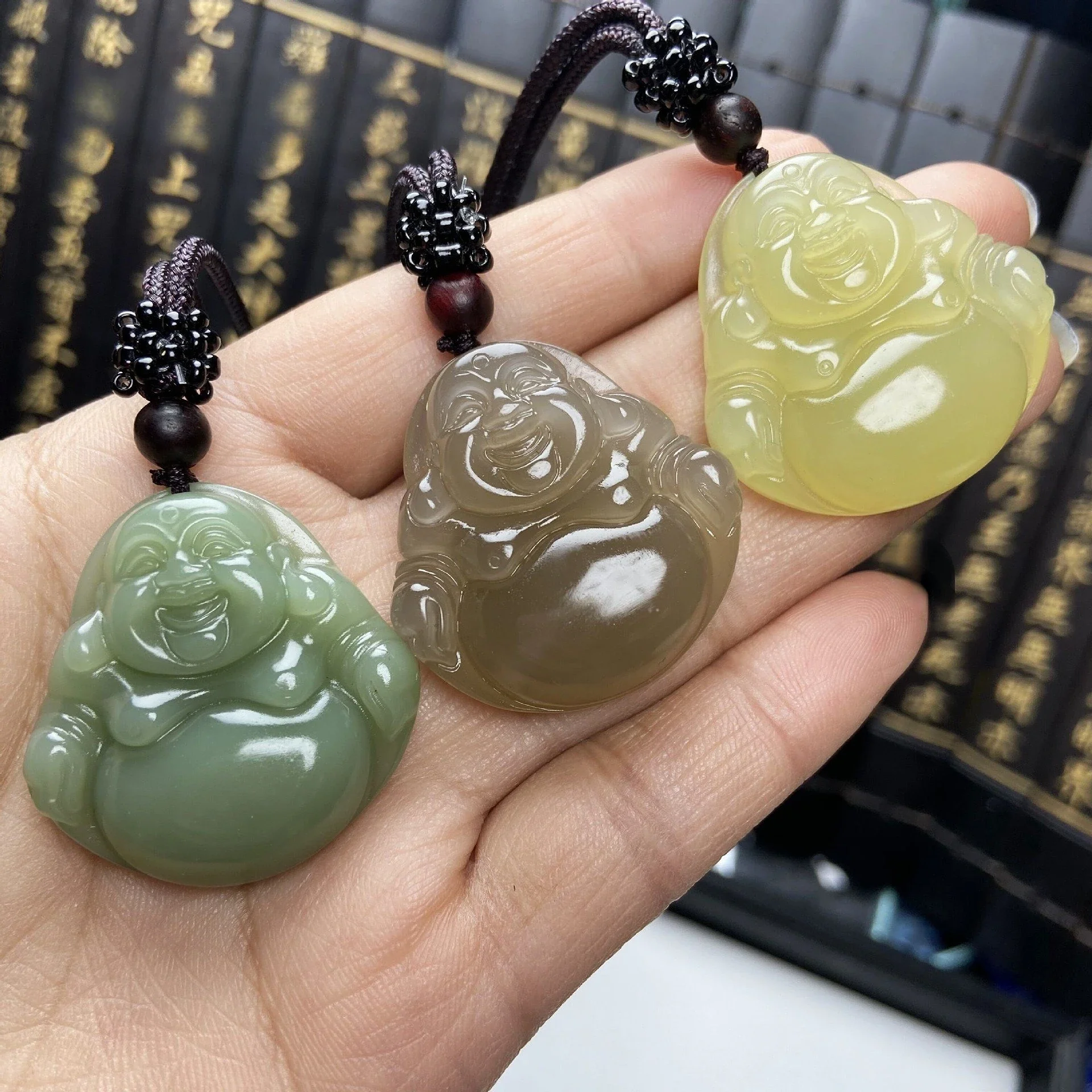 Jade Beads Natural Green Necklace Jadeite Jewelry Fashion Charm Accessories Hand-Carved Lucky Amulet Gifts for Women Her Men