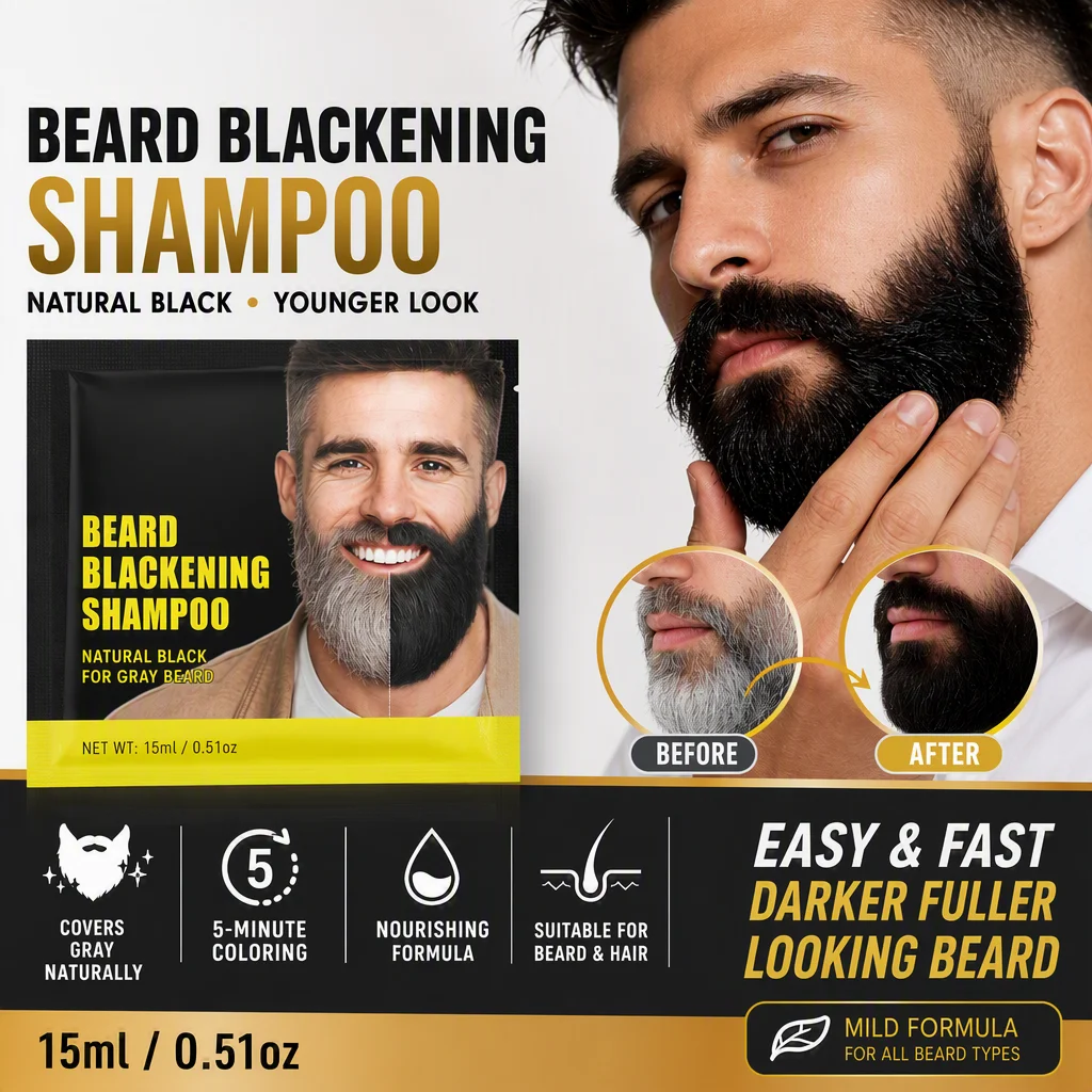 Men Beard Coloring Dye Shampoo Beard Paint Instant Hair Dye Black Beard Shampoo Natural Temporary Black Moustache Shampoo