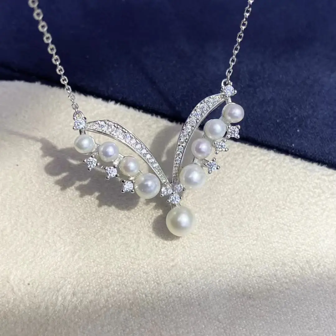 

S925 Sterling Silver Necklace Findings Jewelry Base Settings Mountings Parts Mounts for 3-5mm Pearls Stones