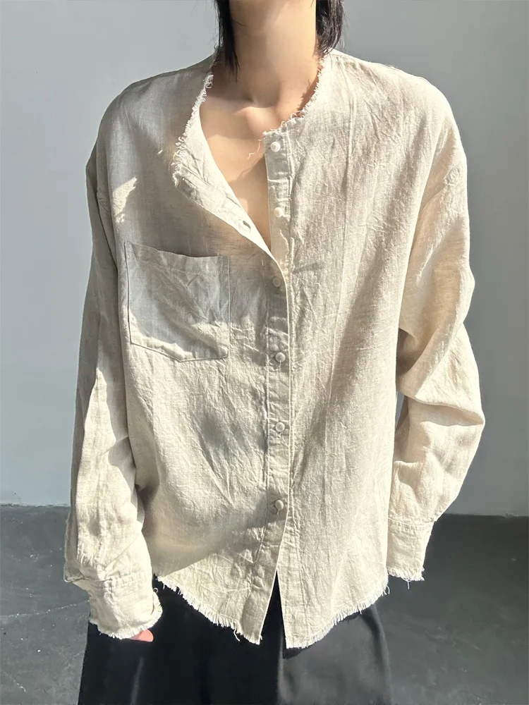 

American Retro Linen irt Men's Summer High Sensation Lazy Sle Long Sve Sunscreen Coat Stand Fit Flowing Tassel ...