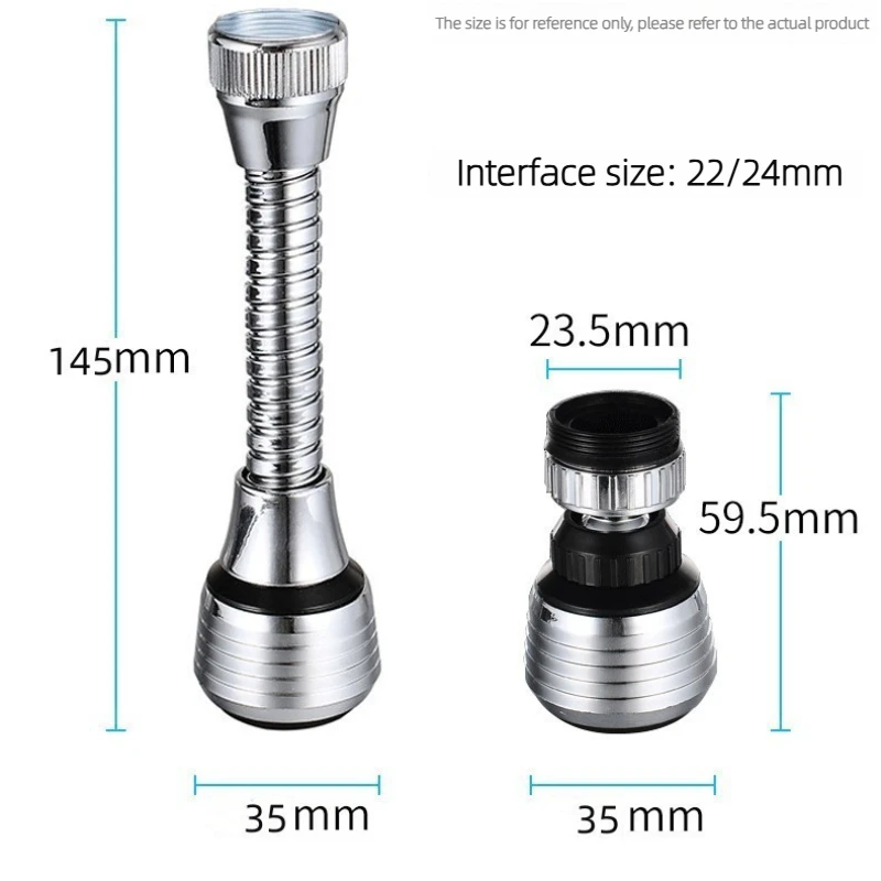 Kitchen Faucet Sprinkler Water-saving Device Lengthening Rotating Splash Proof Sprinkler Spray Extender Bubbler