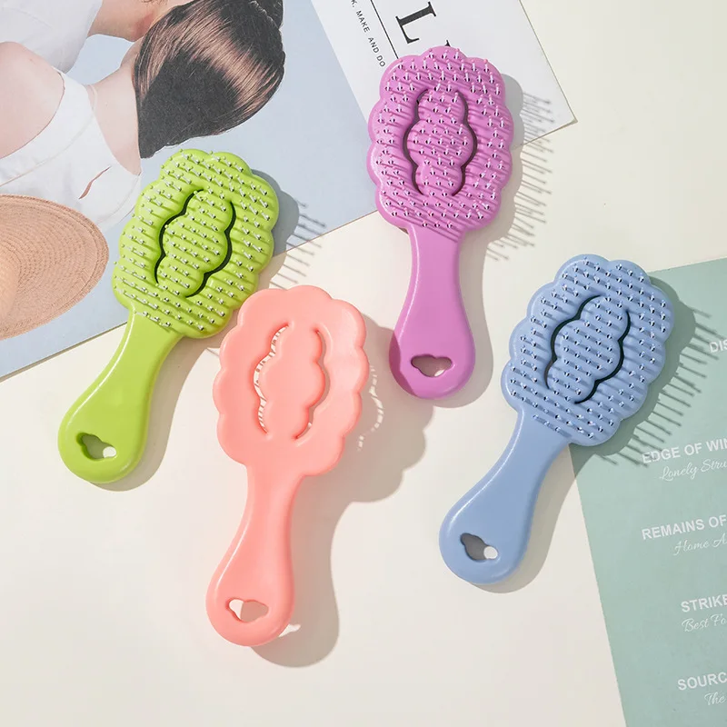 1 Piece Mini Portable Hair Brush for Girl Candy Color Cartoon Massage Smooth Hair Comb Cloud Shape Rib Comb Styling Hair Comb