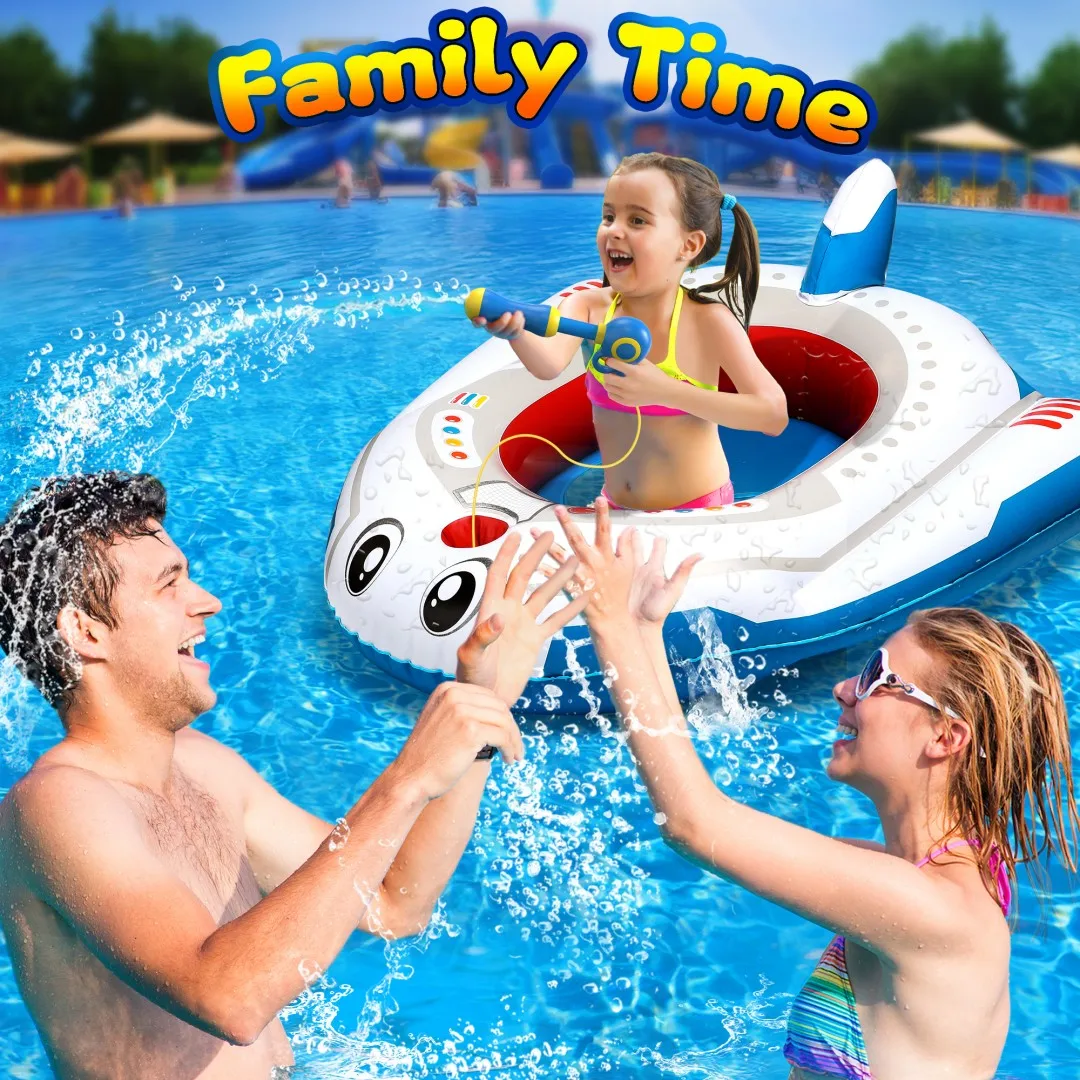 Galleggiante da piscina per bambini con pistola ad acqua, giocattoli gonfiabili per piscina per aeroplano da 4 5 6 7 8 9 anni Divertimento estivo per ragazzi e ragazze