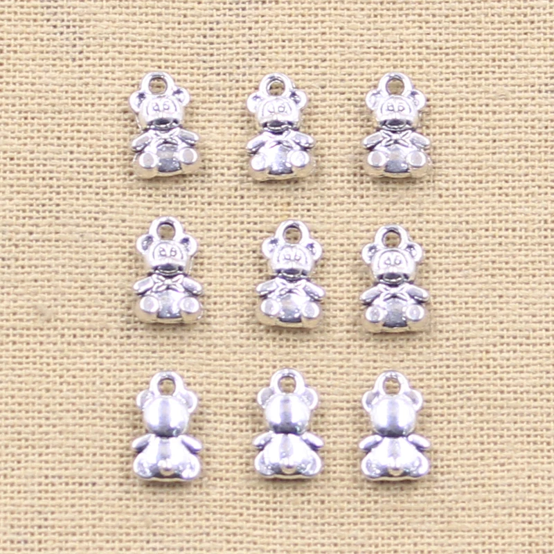 30pcs Charms Teddy Bear 11x7mm Antique Making Pendant fit,Vintage Tibetan Silver color,DIY Handmade Jewelry