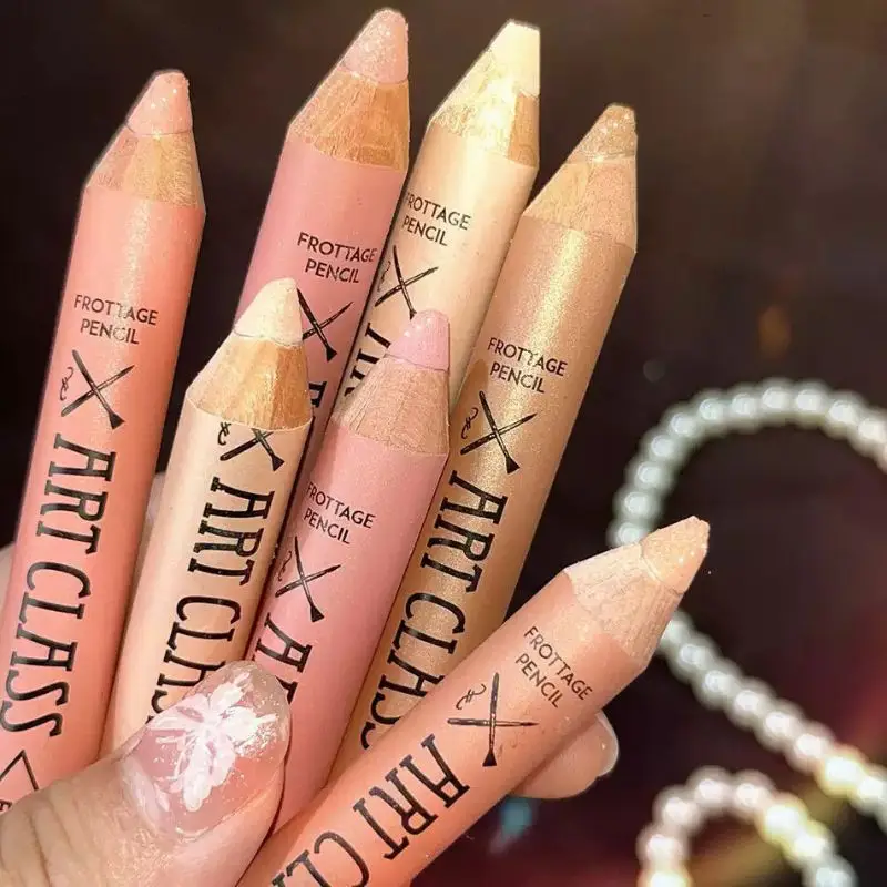 Multifunktionaler Seidenraupen-Legestift, 3D-Highlight-Lidschattenstift, Champagnerfarbener, perlmuttartiger, hellt Augenbrauen-Seidenraupenstift auf