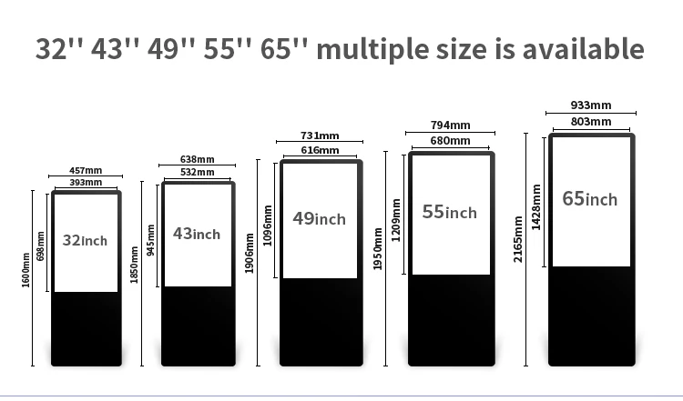 Custom 32 43 49 55 65 Inch Indoor Portable Digital Signage 2K/4K LCD DigItal Poster Advertising Player