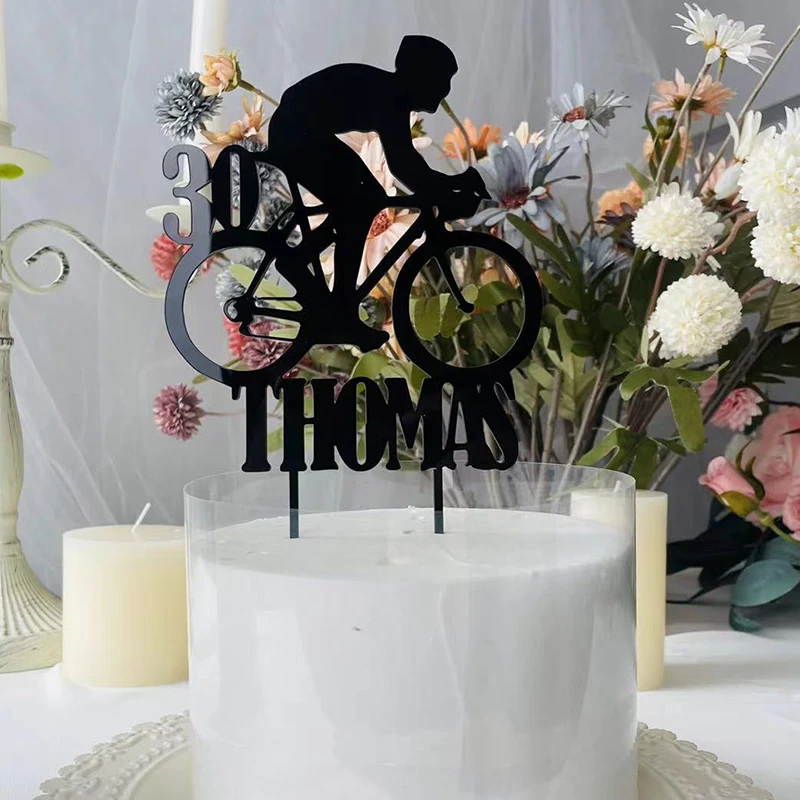 Personalised Cyclist Cake Topper With Name And Age Birthday Cake Topper Cycling Enthusiasts Custom Birthday Cake Topper