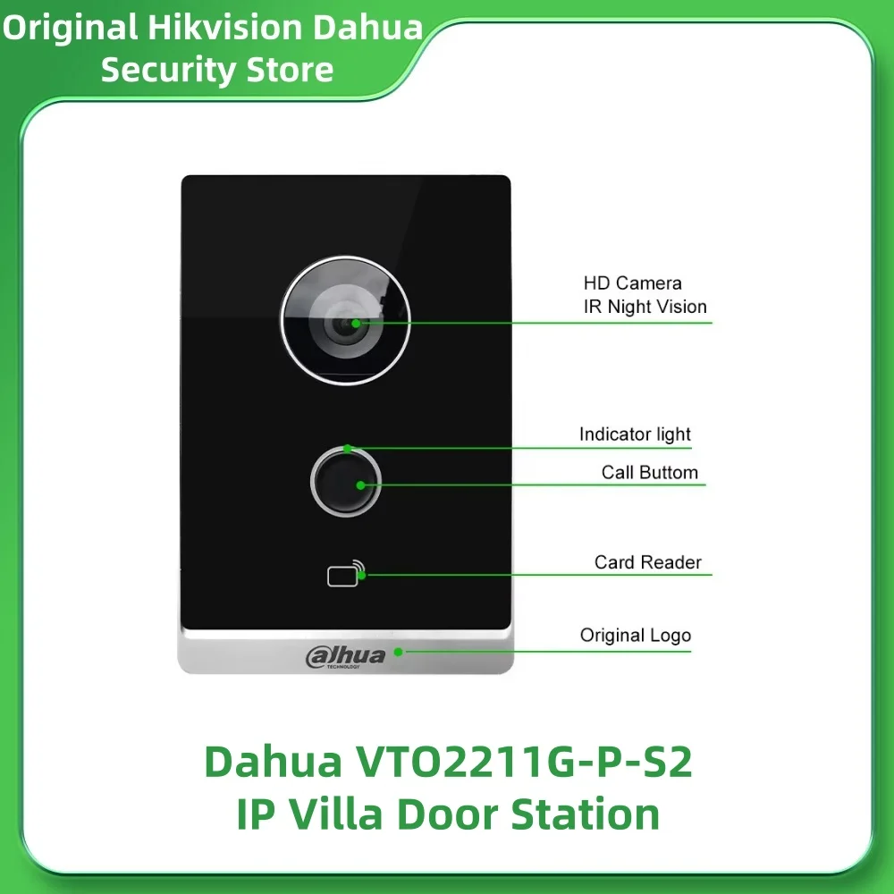 Dahua VTO2211G-P-S2 IP Villa Door Station Two-way Audio and Voice Call Remote Unlock Doorbell IP65 PoE Controls Two Locks