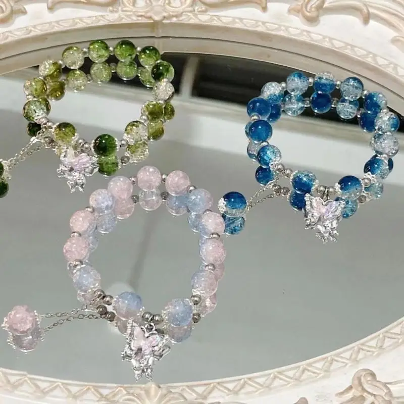 Handmade Elegant Beaded Fairy Butterfly Bracelet Set with Boho Crystal for Women Casual Jewelry Fashion