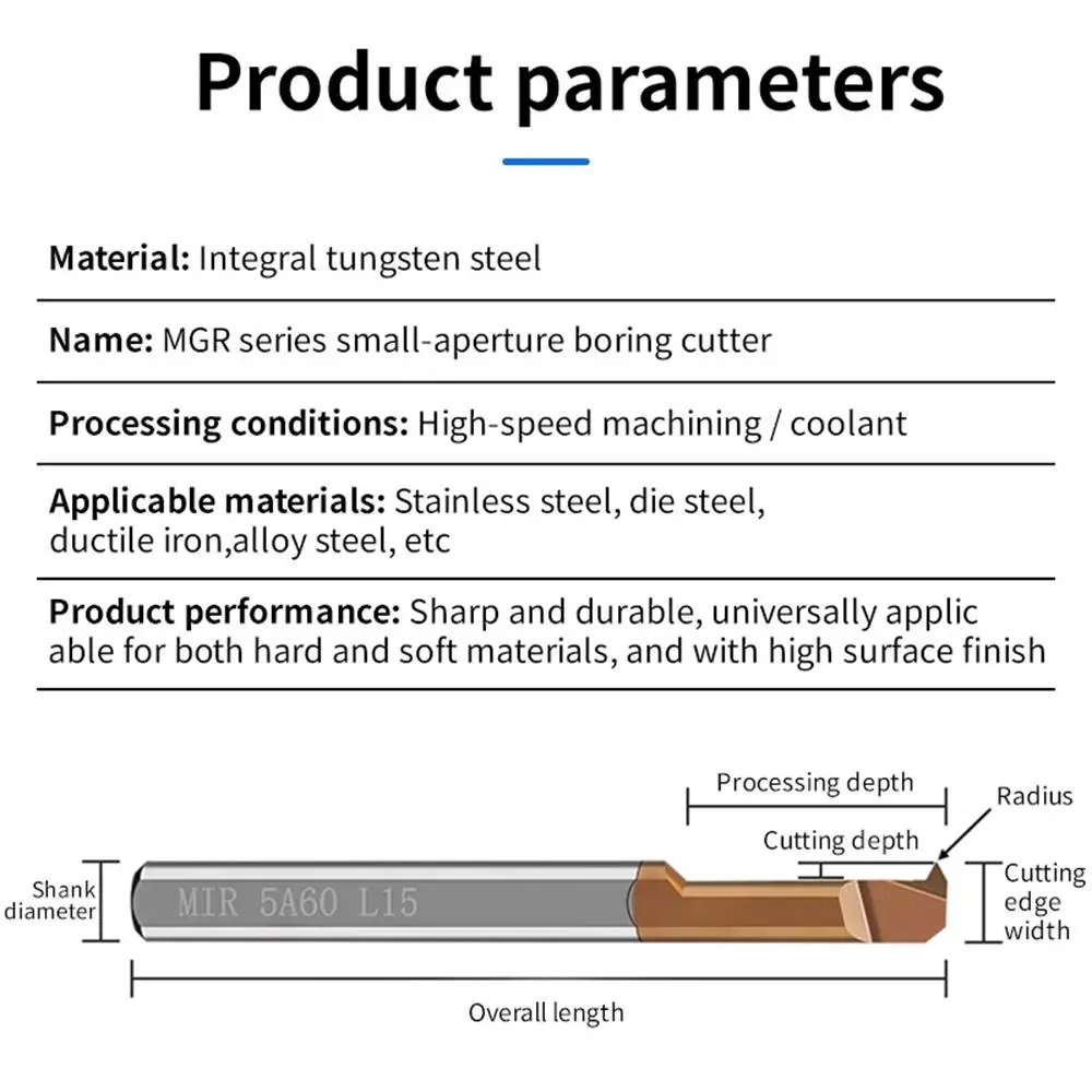 MEHRETU MIR Small Boring Tools Carbide Milling Cutter Tungsten Steel Anti-Shock Micro Internal Boring Tools Metal Cnc Lathe Tool