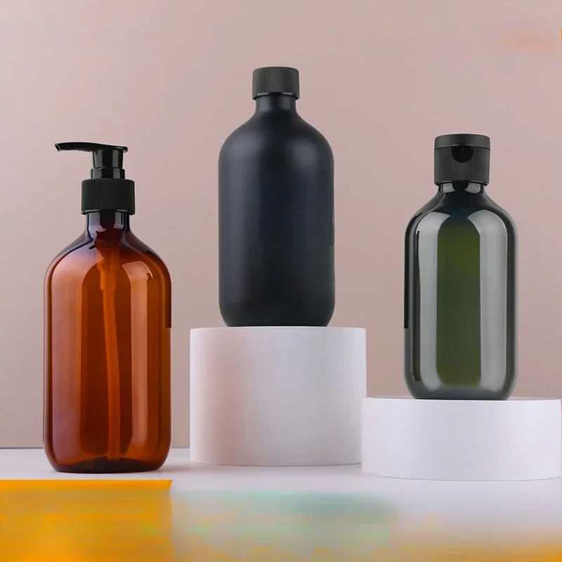 

20PCS 500ml Shampoo Bottle Brown 300ml Pure Dew Split Bottles Body Wash Lotion Plastic Empty Bottle Wholesale