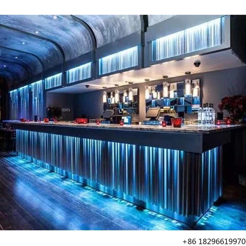 Custom New Bar Design Restaurant Lounge Furniture Night Club Pub Hookah White Reception Bar Counter