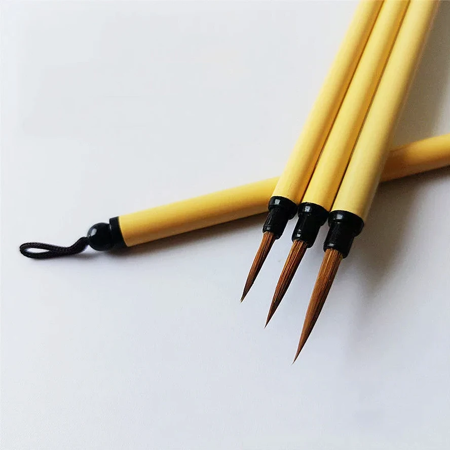 Wolf Hair Brush Set with Slim Gold Script Calligraphy Fine Point Pen Small Regular Script Writing Kit for Beginners