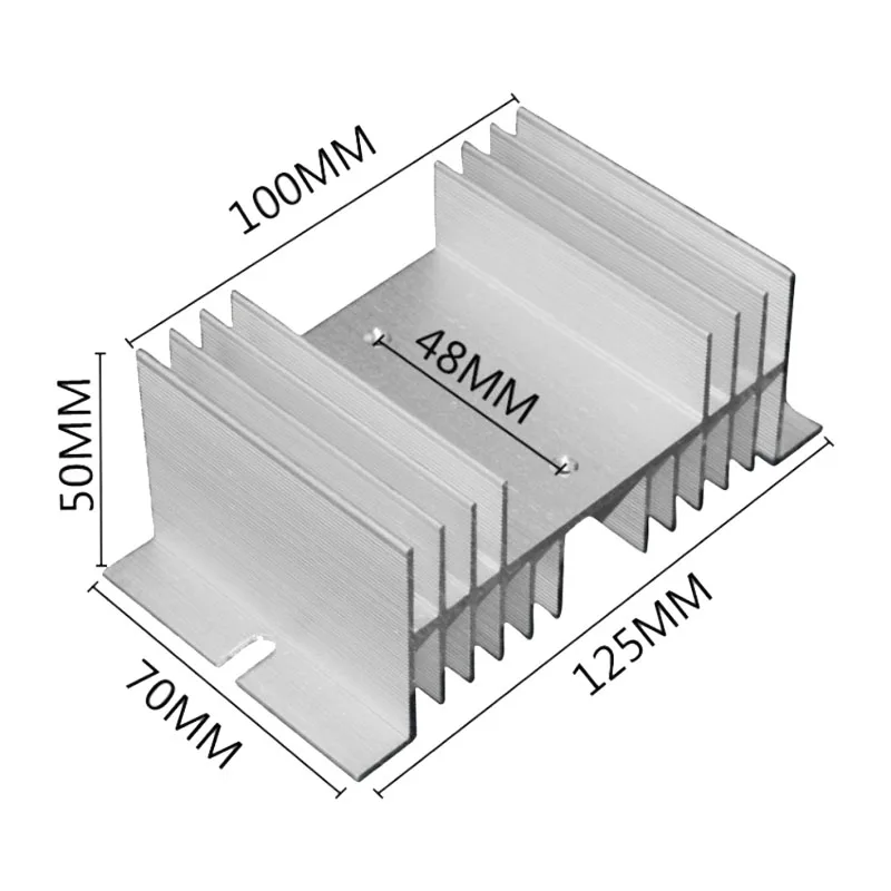 SSR Aluminum Heat Sink 10A-120A Silver Tone Solid State Relay HeatSink Radiator for Single Phase SR-W