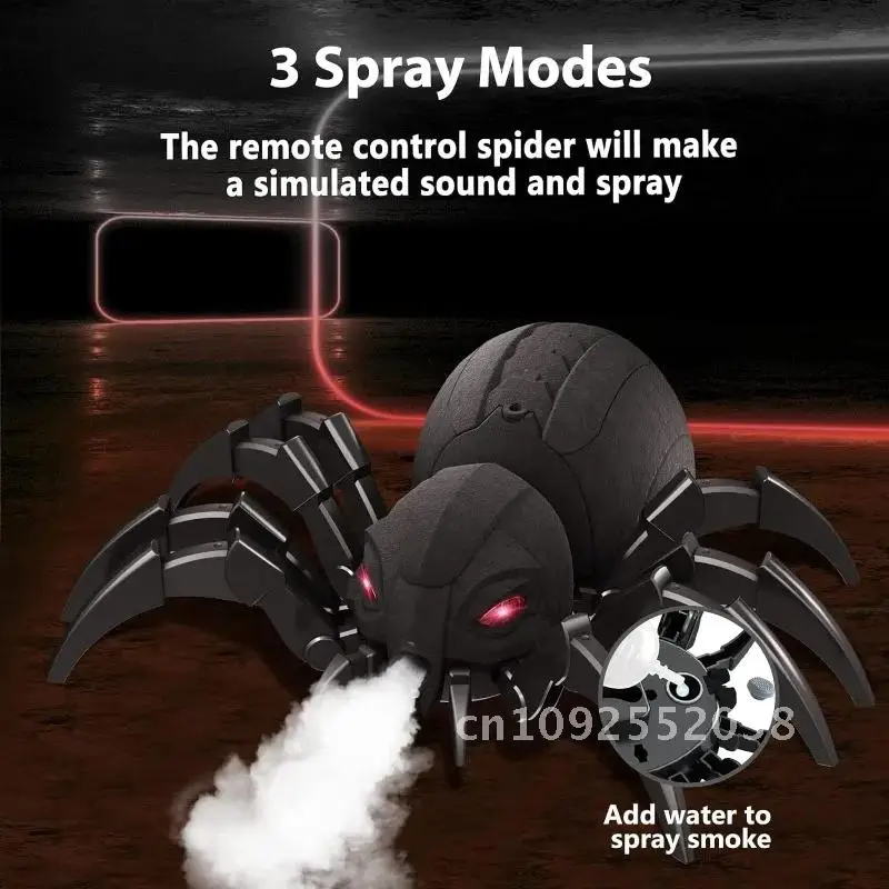 RC Spider หุ่นยนต์รีโมทคอนโทรล Spider ของเล่นเด็กของขวัญสําหรับ-12 ปีอีสเตอร์ฮาโลวีนของเล่นเด็กสเปรย์/แสง/เพลง 6