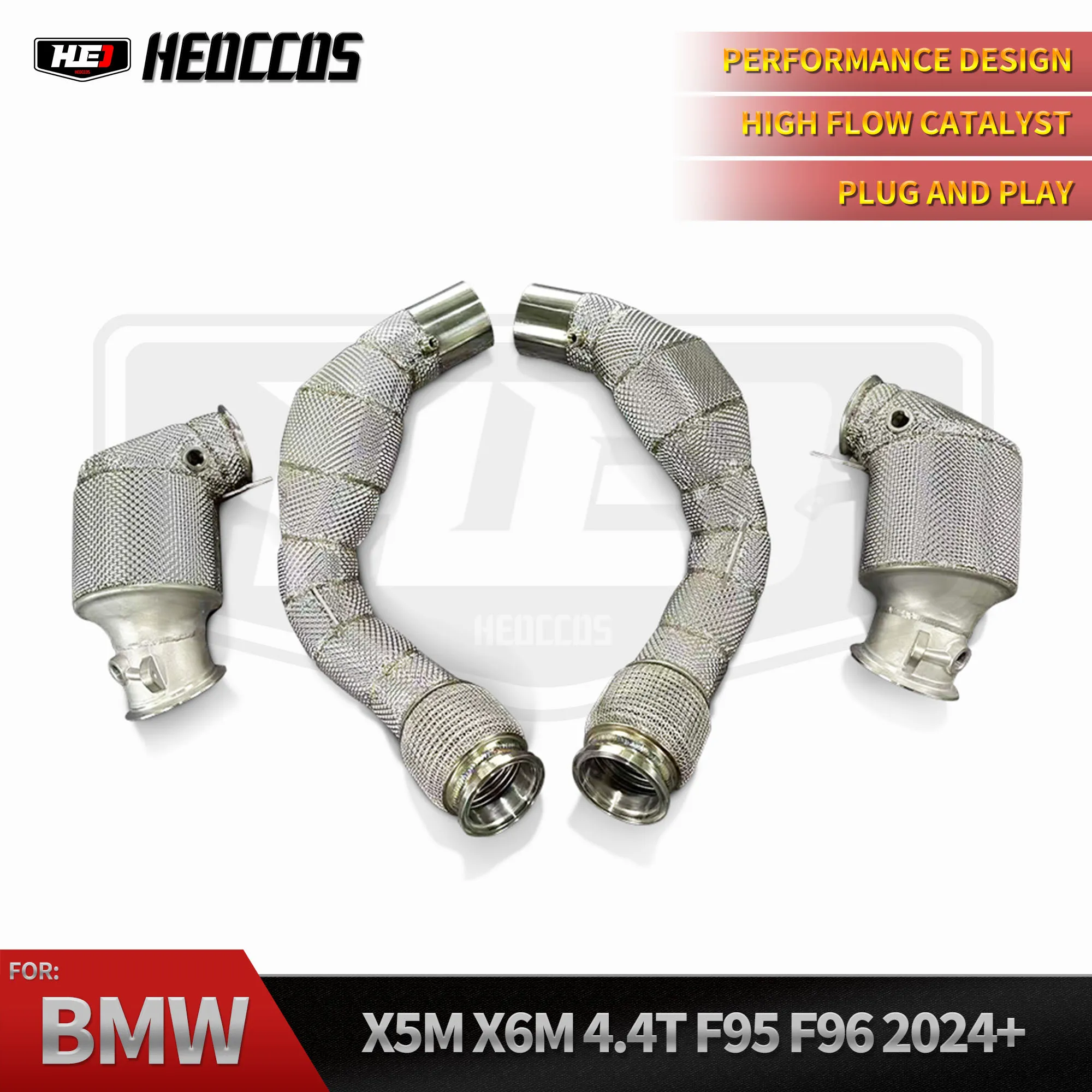 

Спортивная выхлопная труба HEO для BMW X5M X6M F95 F96 4,4T 2024 304, кошачьи коллекторы из нержавеющей стали и выхлопная труба