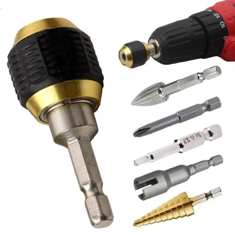 New 1/4" 60mm Hex Shank Quick Change Drill Bit Adapter Non Slip Grip Rust Proof Finish For Home DIY Woodworking Repair