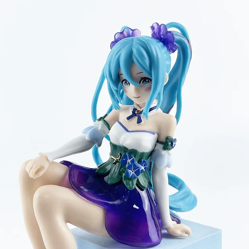 Hatsune Miku Niedliche Anime-Figur Sitzende Schönheits-Mädchen-Figur Kawaii Actionfigur PVC Raumdekoration Sammlerstück Modellpuppe Spielzeug Geschenke