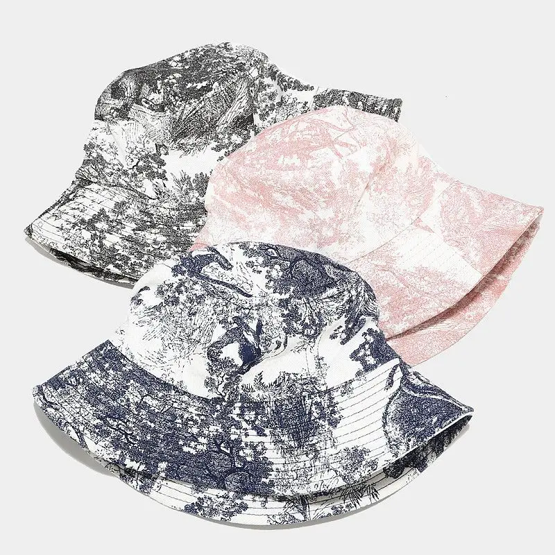 Tie Dyed Fisherman Hat Traditional Chinese Painting New Men\'s and Women\'s Fashion Trend Pot Hat Summer Outdoor Pullover Hat