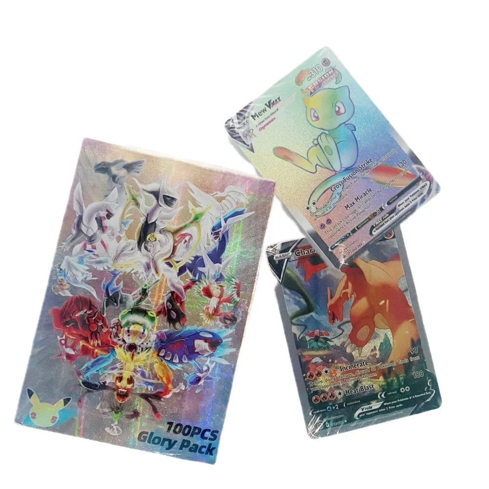 2024 The Best Pokemon Cards Proxy Glory Pack Vmax Vstar GX Mega Ultra Rare Rainbow Arceus DIY Charizard Kids Shiny Gift