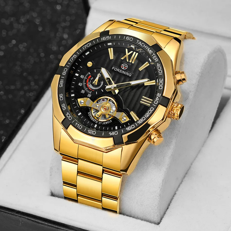 Forsining 373A Watches The New Listing Arrivial Tachymeter Tourbillion Luminous Automatic Mechanical For Men Free Shipping