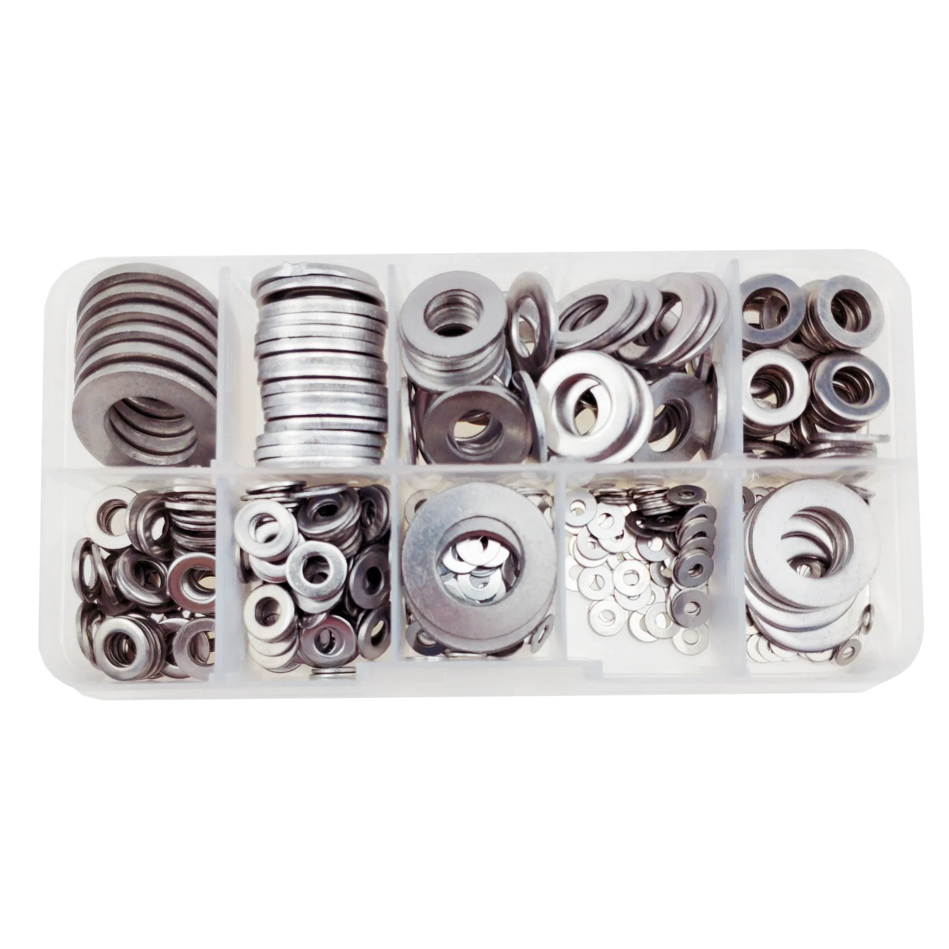 Picture 7: 580Pcs 304 Stainless Steel Flat Washers Assortment Kit, Locking & Sealing Washers 9 Sizes Metal Flat Washers for Screws Bolts,
