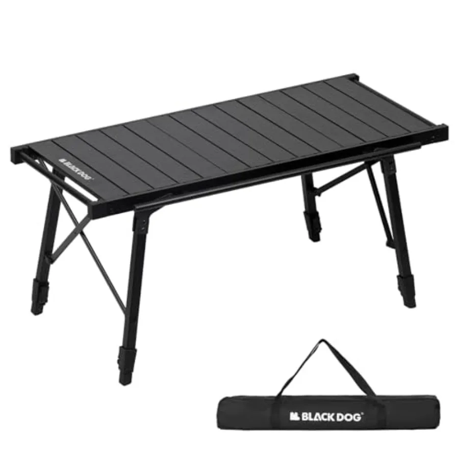 

Folding Camping Table for Outdoor Use, Aluminum with Black Finish, Lightweight and Adjustable Height for Picnic, Backyard, Beac