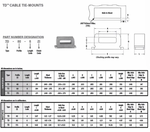 TD Square Suspension Nuts Riveted Wire Fasteners Right Angle Connection Nuts Cable Collation Fixtures