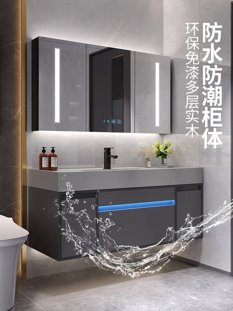 Intelligent Induction Bathroom Scandinavian Style Cabinet With Modern Storage Space Luxury Wall-Mounted Floating Design
