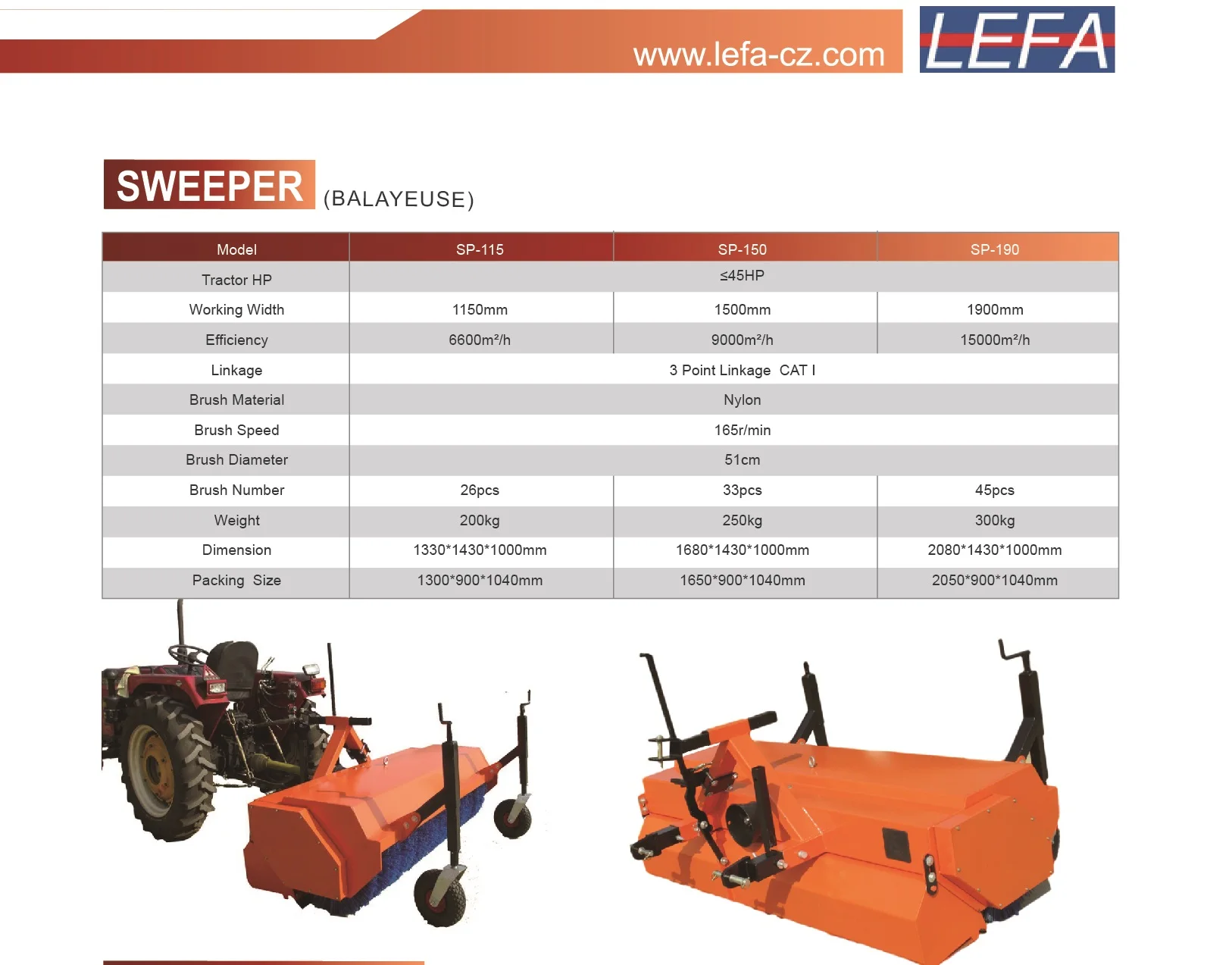 Tractor Hitch Nylon Brush 3 Point Hitch Tractor Tow Broom Road Sweeper