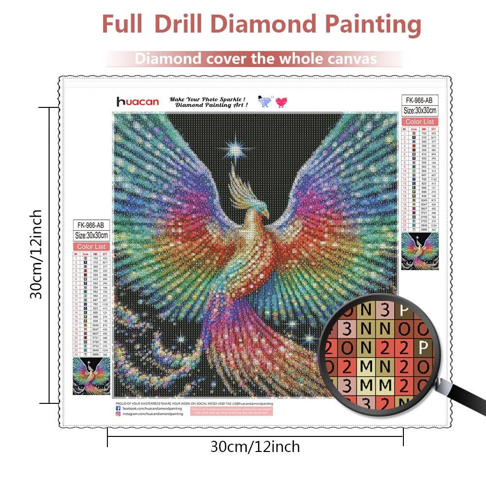 HUACAN 5D DIY Full AB Diamond Embroidery Animal Mosaic Peacock Painting Kit Creative Hobbies Decoration Living Room