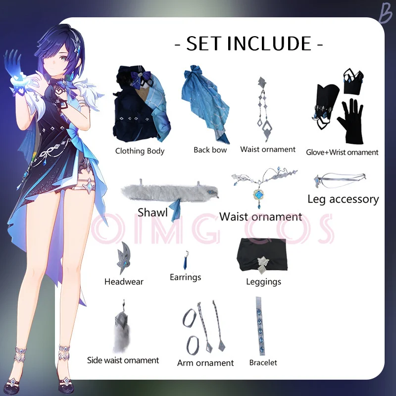 Genshin Impact Yelan Cosplay Costume Adult Carnival Uniform Wig Anime Halloween Party Costumes Masquerade Women Game